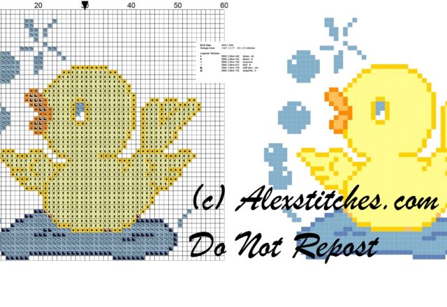 chick with soap bubbles cross stitch pattern