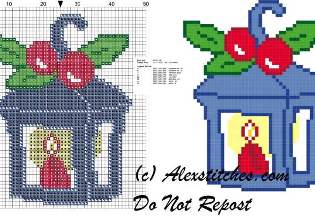 christmas lanter cross stitch pattern