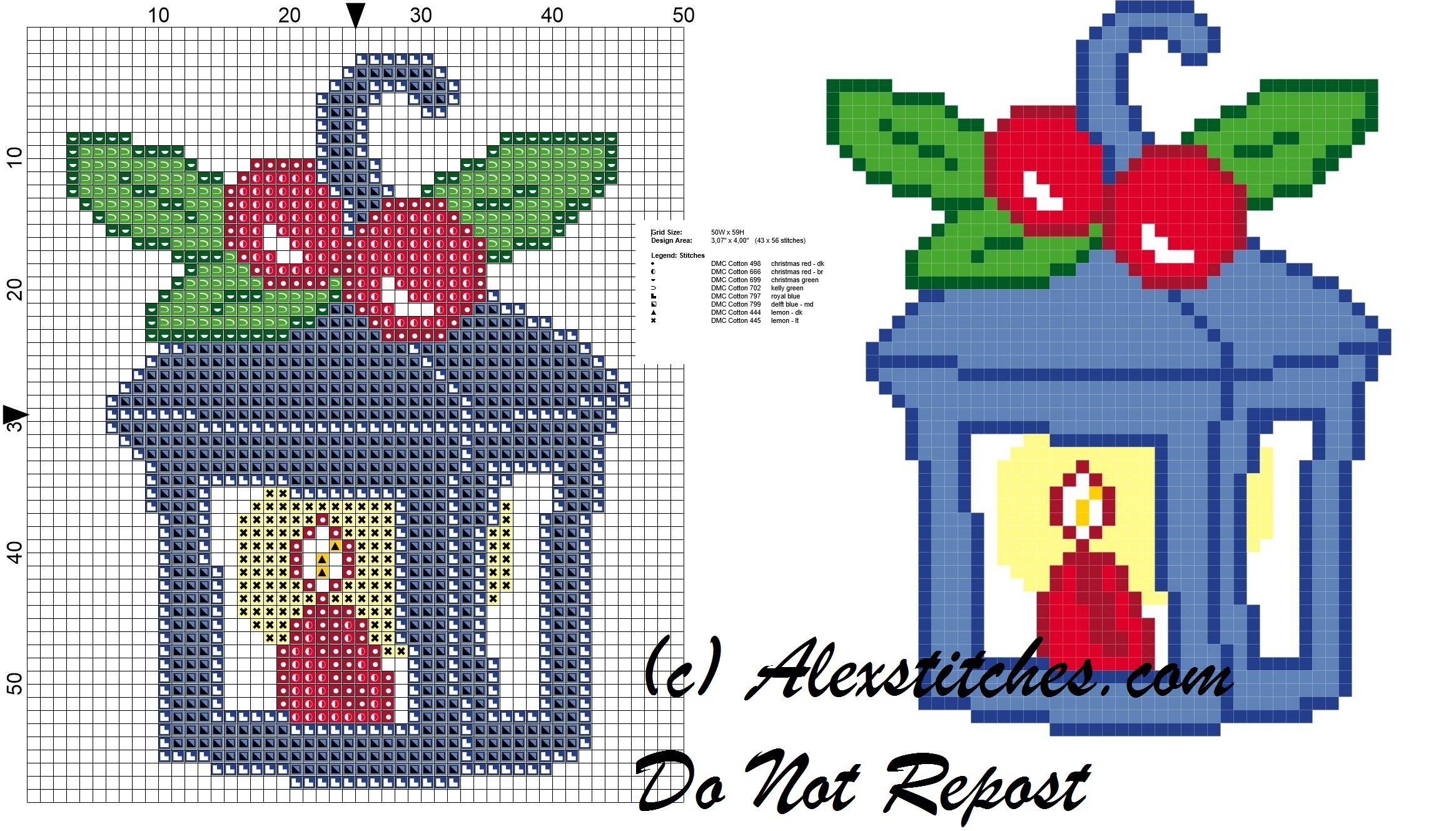 christmas lanter cross stitch pattern