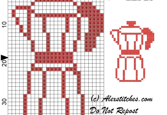 coffee pot kitchen monochrome cross stitch pattern