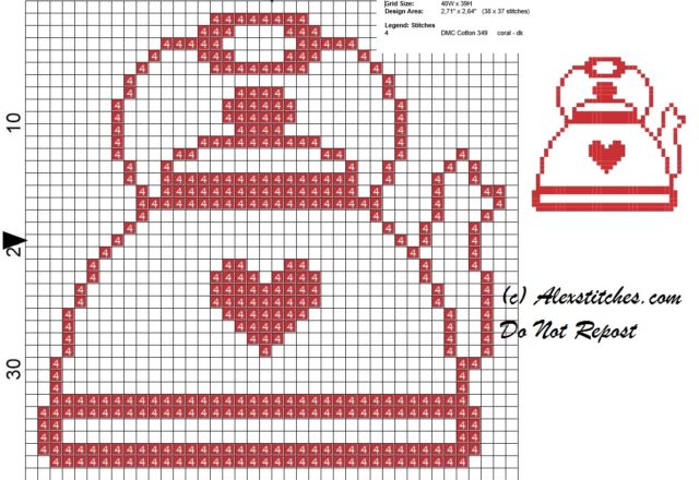 cross stitch pattern kettle monochrome