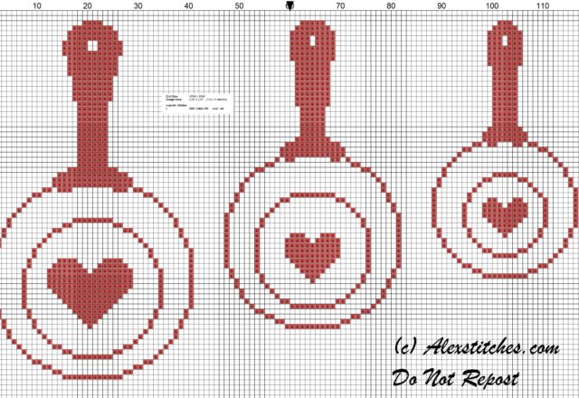 cross stitch pattern pans hanging monochrome