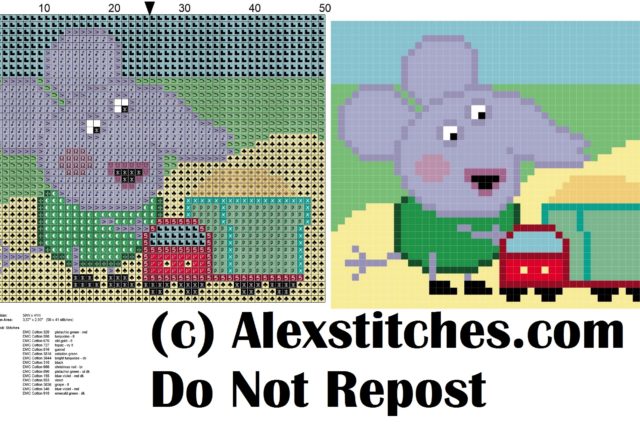 edmond emily' brother peppa pig' s friend with truck cross stitch pattern