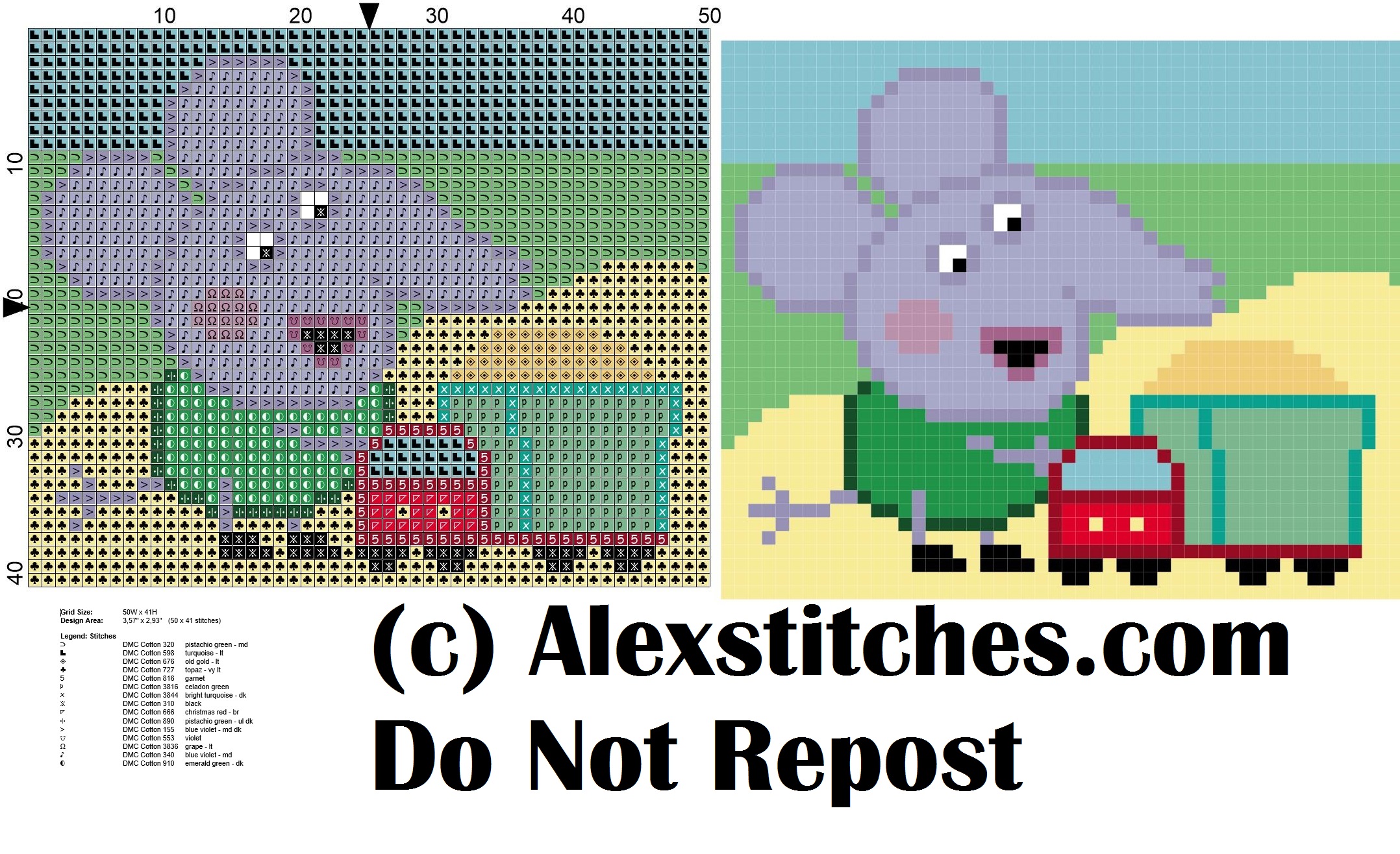 edmond emily' brother peppa pig' s friend with truck cross stitch pattern