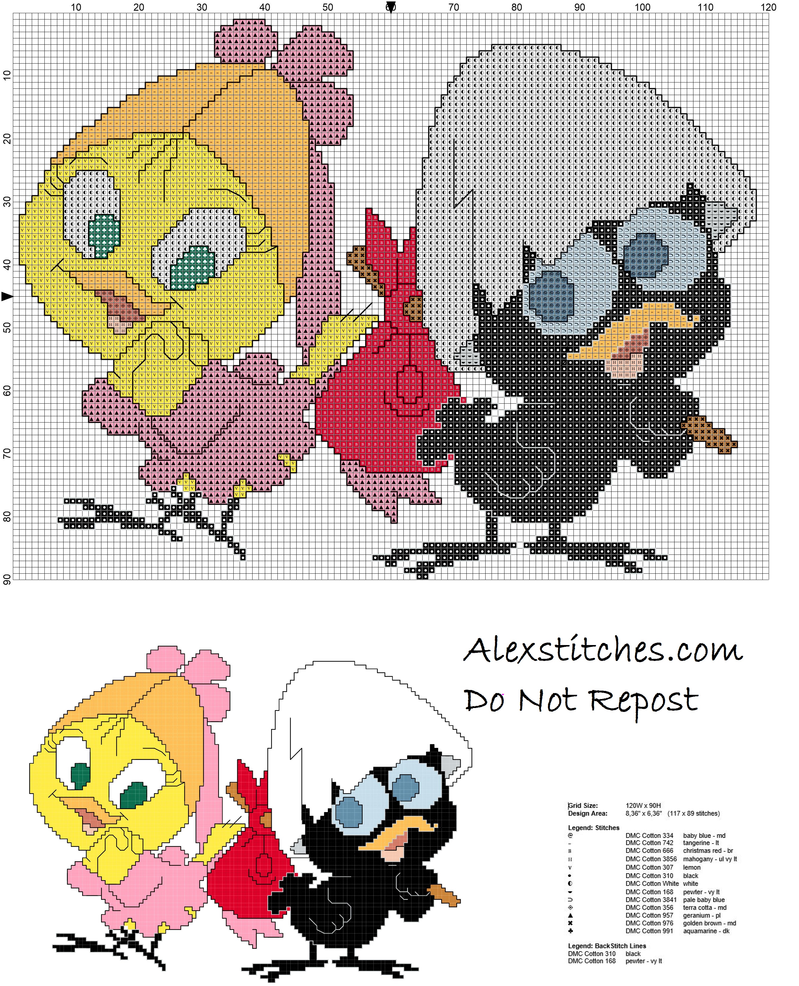 free cross stitch pattern for children with calimero