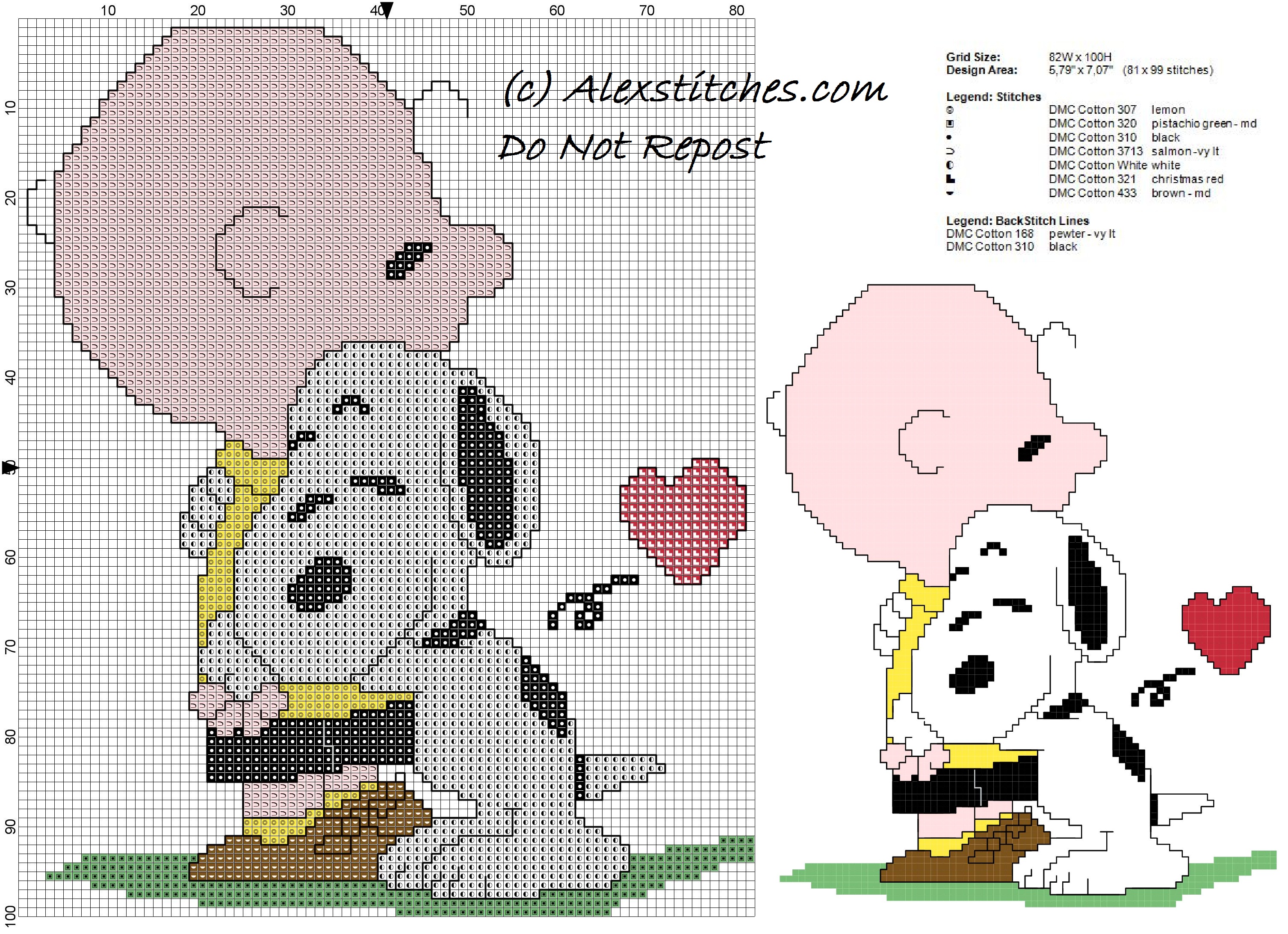 free cross stitch pattern snoopy hug charlie brown