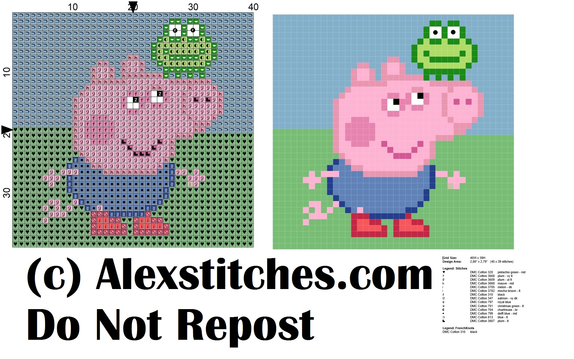 george peppa pig' s brother with a frog cross stitch pattern
