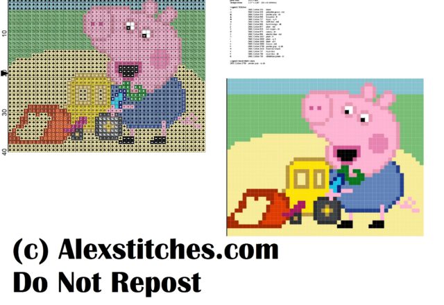 george peppa pig' s brother with scraper cross stitch pattern