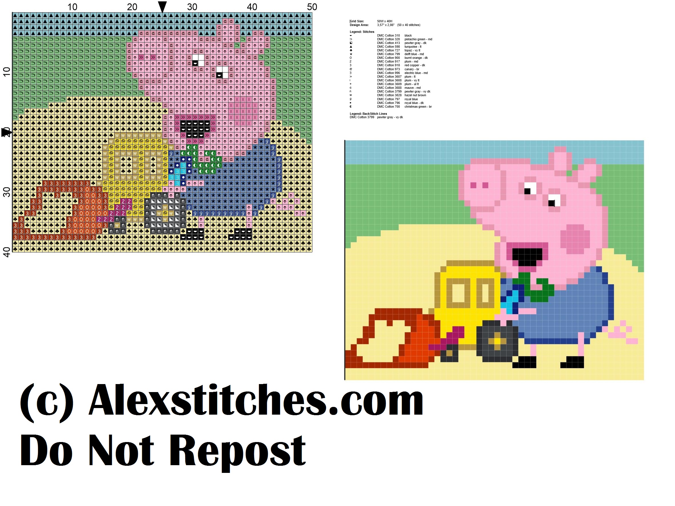 george peppa pig' s brother with scraper cross stitch pattern