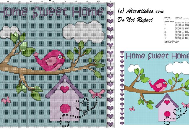 home sweet home free cross stitch pattern