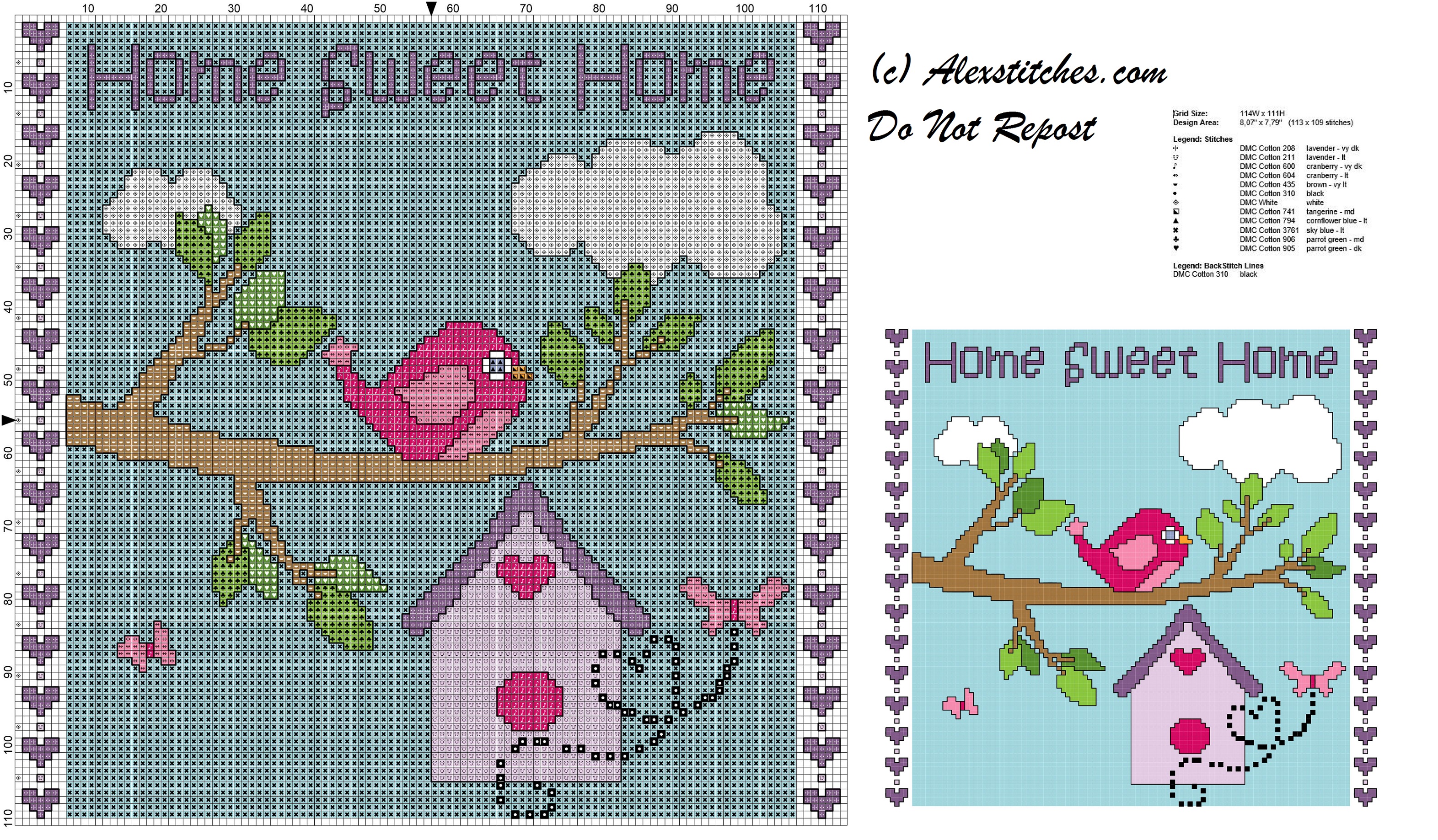 home sweet home free cross stitch pattern