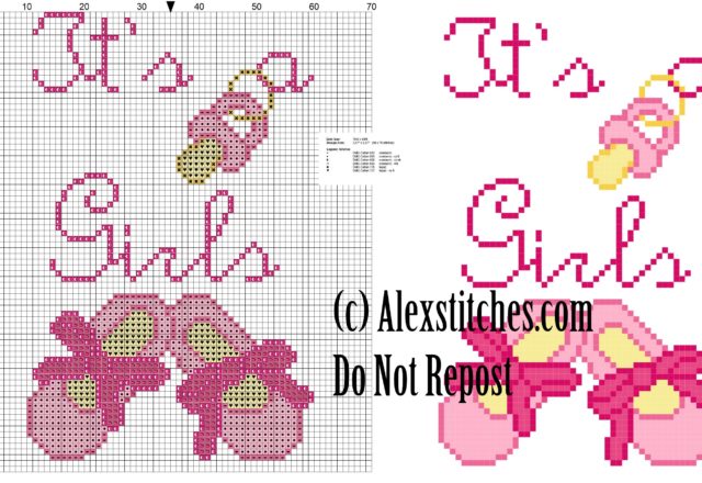 it' s a girl with shoes birth record cross stitch pattern