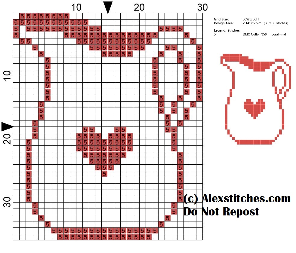 jug kitchen cross stitch pattern monochrome