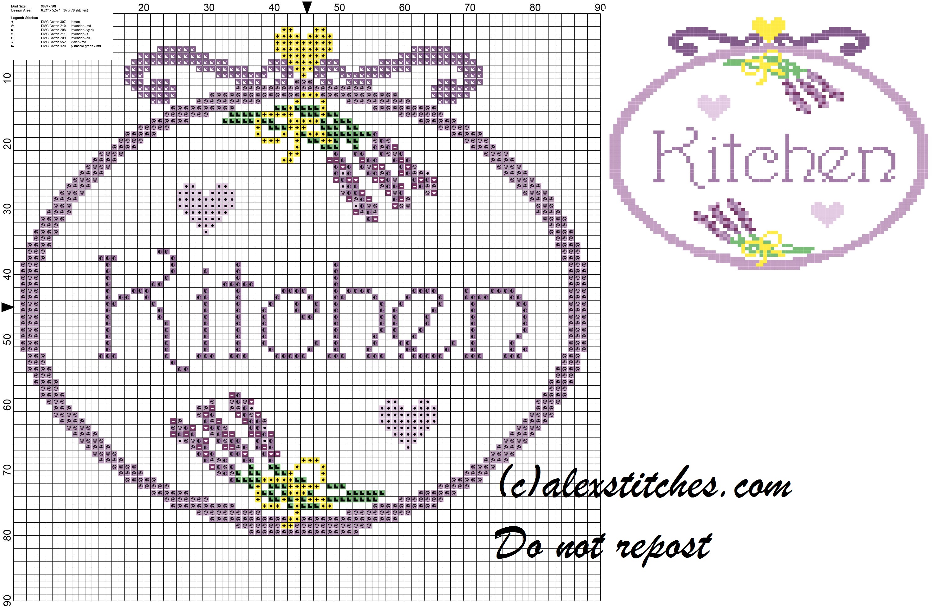 kitchen bunches of lavender cross stitch pattern