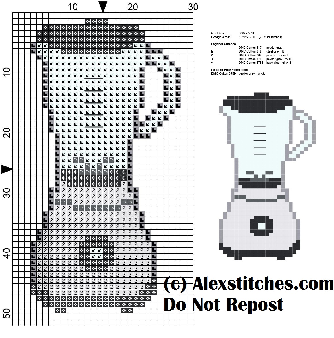 kitchen food mixer cross stitch pattern