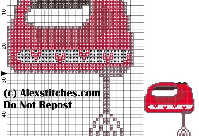 kitchen mixer monochrome cross stitch pattern