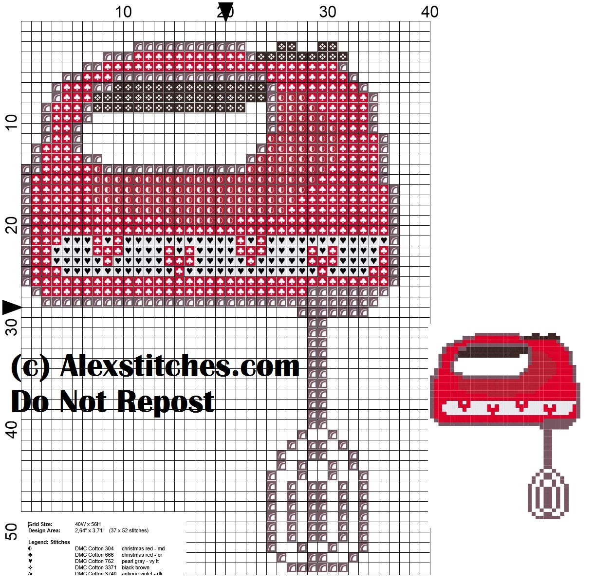 kitchen mixer monochrome cross stitch pattern