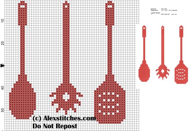 ladles kitchen monochrome cross stitch pattern