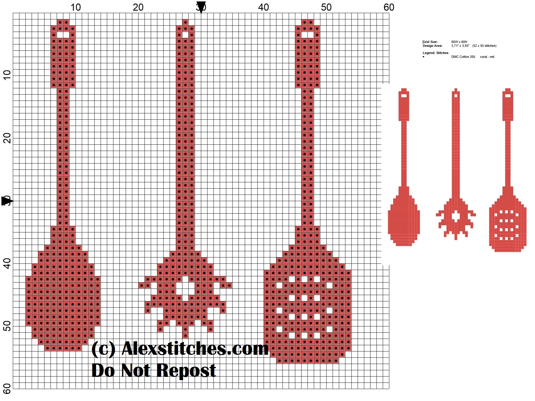 ladles kitchen monochrome cross stitch pattern