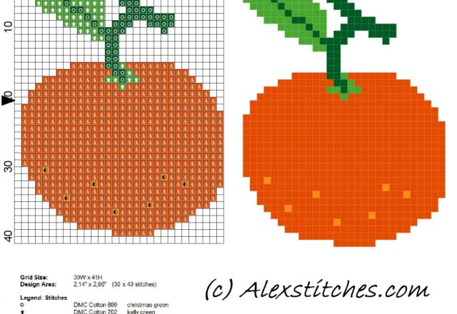 mandarin fruit free cross stitch pattern