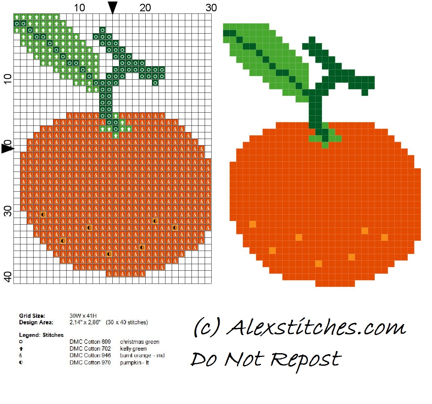 mandarin fruit free cross stitch pattern