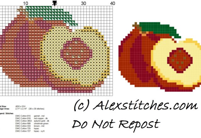 peach fruit free cross stitch pattern