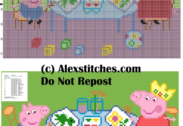 peppa pig and george color drawings cross stitch pattern