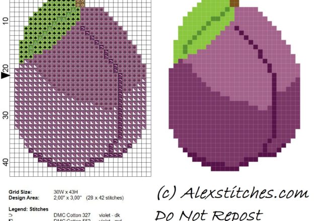 plum fruit free cross stitch pattern