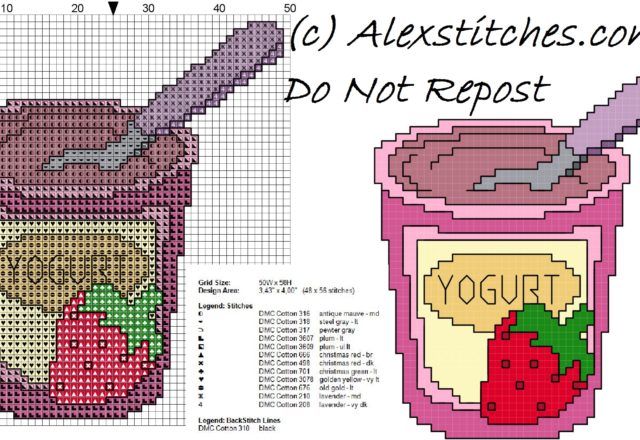 strawberry yogurt free cross stitch pattern