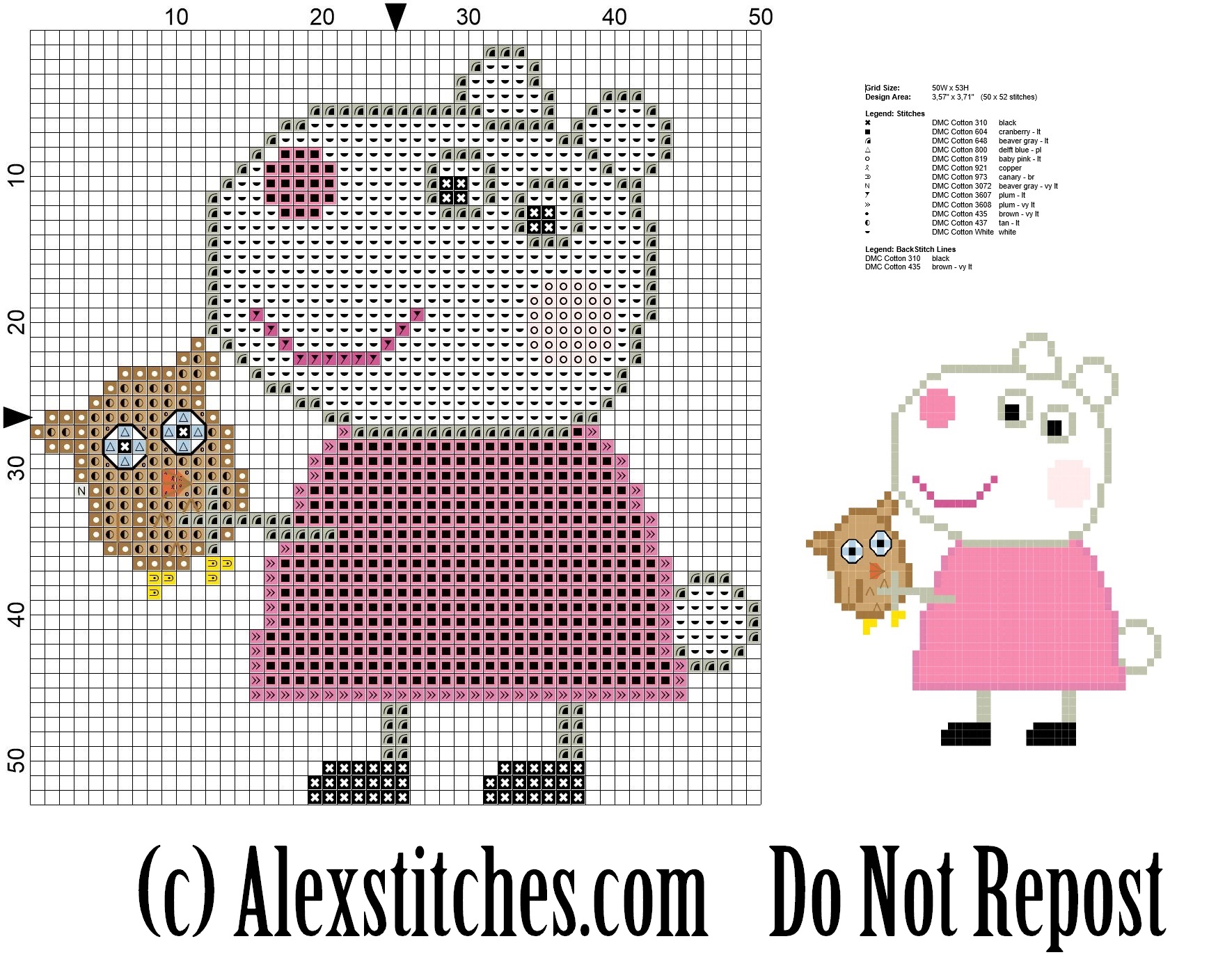 suzy sheep peppa pig' s friend cross stitch pattern