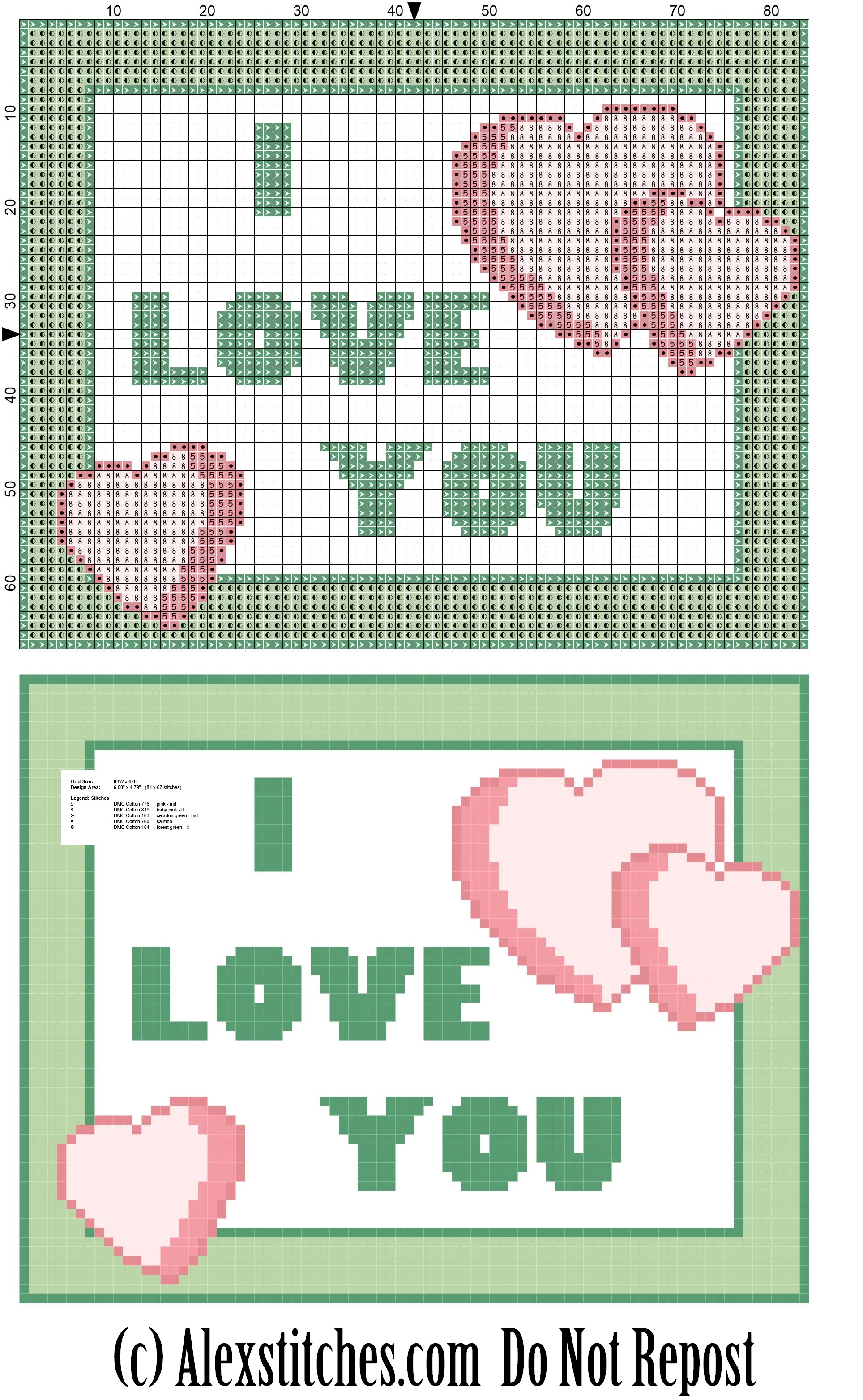 valentine’ s day cross stitc pattern i love you